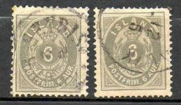 ISLAND  1876  (o)  Y&T N° 7(A) Perf 14x13,5   &   7(B) Perf 12,5 - Used Stamps