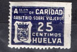 Huelva  - Caridad  25 Cts.  Edifil 25  Spain Civil War - Emisiones Nacionalistas