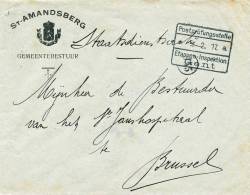 811/20 - Lettre En Franchise Gemeentebestuur ST AMANDSBERG Cachet Etappen Inspektion GENT 1917 Vers BXL - OC26/37 Zonas Iniciales