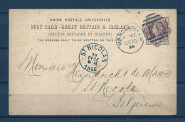 Briefkaart Van Manchester Naar St Nicolas (Belgium) 16/11/1886 (GA5804) - Storia Postale