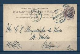 Briefkaart Van Manchester Naar St Nicolas (Belgium)  21/04/1887 (GA5818) - Cartas & Documentos