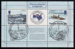 Pitcairn Islands Used Scott #248 Sheet Of 2 Longboats - AUSIPEX 84 - Pitcairn Islands