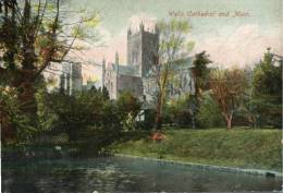 (190) Very Old Postcard - Carte Ancienne - UK - Wells Cathedral And Moat - Wells