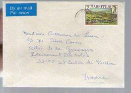 Lettre Cover Par Avion Via Air Mail Mauritius Ile Maurice Pour France - CAD Effacé / Tp Race Course - Mauritius (1968-...)