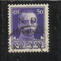 ITALY ITALIA OCCUPAZIONE CROATA SEBENICO 1944 SOPRASTAMPATO SURCHARGE 3,50 SU CENT. 50 USED - Kroatische Bez.: Sebenico & Spalato