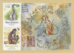 New Zealand 2004 Year Of  The Monkey Mini Sheet  MNH - Blokken & Velletjes