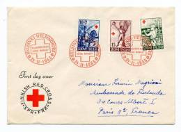 Enveloppe 1er Jour Datée De 1955 - CROIX ROUGE - Adressée à L'Ambassade De Finlande à Paris - Cartas & Documentos