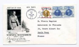 Enveloppe 1er Jour De 1960 - Marshall MANNERHEIM - Adresse Ambassade De Finlande à Paris - Storia Postale