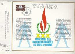 France CEF 483 - XXX Anniv. Déclaration Universelle Des Droits De L'homme 1948-1978 - 1er J. 9.12.78 - T. 2027 - Lettres & Documents