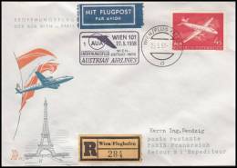 Austria 1958, Registred Airmail Cover Wien - Stuttgard - Paris - Andere & Zonder Classificatie