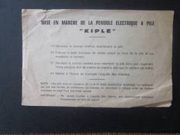Bijoux & Horlogerie >>Publicité Réclame Bulletin Manuel De Mise En Marche Pendule électrique à Pile Kiplé" - Other & Unclassified