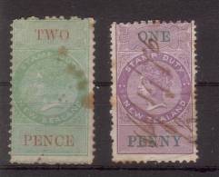 Nieuw Zeeland Stempelmarken 1 + 2 Penny Stamp Duty - Oblitérés