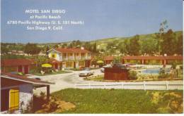 San Diego CA California, Motel San Diego At Pacific Beach, Auto, C1950s Vintage Postcard - San Diego