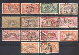 Francia 1900-20 YT119(2), 120(3), 121(5), 143, 145(3). 14 Sellos PERFIN. - Perforés