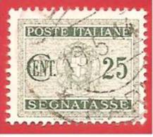ITALIA REGNO USATO - 1934 - SEGNATASSE - FASCIO LITTORIO  - Cent. 25 - SASSONE S37 - Segnatasse