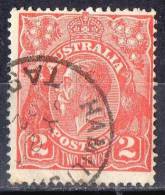 Australia 1918 King George V 2d - Single Crown Wmk Used - HAMILTON, TASMANIA -crease - Used Stamps