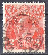 Australia 1926 King George V 2d Red Small Multiple Wmk - HAMILTON, TASMANIA - Crease - Oblitérés