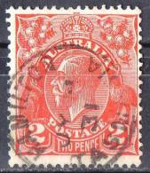 Australia 1926 King George V 2d Red Small Multiple Wmk - HAMILTON, TASMANIA - Crease - Gebruikt