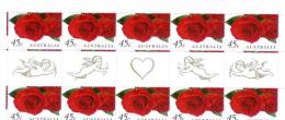 Australia 1999 Greeting Roses Gutter Strip - Feuilles, Planches  Et Multiples