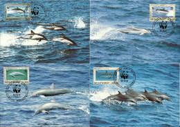 TOP!! MONTSERRAT * DELPHINE * WWF 1990 AUF 4 MAXIMUMKARTEN **!! - Dolphins
