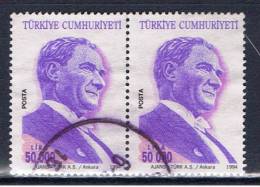 TR Türkei 1994 Mi 3031 Atatürk (Paar) - Used Stamps