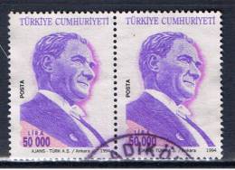 TR Türkei 1994 Mi 3031 Atatürk (Paar) - Used Stamps