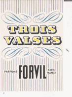 CARTE PARFUMEE ANCIENNE TROIS VALSES  FORVIL - Profumeria Antica (fino Al 1960)