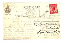 YVERT N° 180 OBL FLAMME PAQUEBOT DE TOULON S/MER VAR 1930 DU RMS ORMONDE - Lettres & Documents
