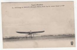 Delcampe - + CPA LYON AVIATION, ATTERRISSAGE DE MOLON MONOPLAN BLERIOT, POIDS 340 KIL. MOTEUR ANZANI, AVION, AVIATEUR + - Flieger