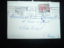 LETTRE MIGNONNETTE TP MARIANNE A LA NEF 25F OBL.MEC. 6-1-1960 SAINTES (17 CHARENTE-MARITIME) - 1959-1960 Marianne (am Bug)