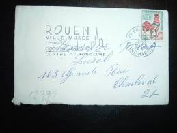 LETTRE MIGNONNETTE TP COQ DE DECARIS 0,30F OBL.MEC. 3-1-1963 ROUEN RP (76 SEINE-MARITIME) - 1962-1965 Haan Van Decaris