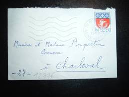 LETTRE MIGNONNETTE TP BLASON DE PARIS 0,30F OBL.MEC. 11-1-1969 MONTIVILLIERS (76 SEINE-MARITIME) - 1941-66 Escudos Y Blasones