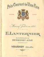 DEPLIANT E. LANTERNIER NEGOCIANT EN VINS A VOUGEOT COTE D'OR OUVRARD ECHEZEAUX MUSIGNY AGRIULTEUR VIGNERON VITICOLE - Alcolici