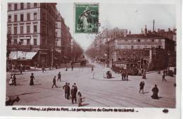 CPA LYON : Place Du Pont - La Perspective Du Cours De La Liberté (Marque Rose -Paris) - Lyon 3