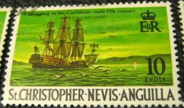 St Christopher Nevis And Anguilla 1970 Smuggling On The Caribbean 10c - Used - San Cristóbal Y Nieves - Anguilla (...-1980)