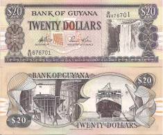 Guyana P30d, 20 Dollars Kaieteur Falls / Shipbuilding, Ferry MV Malali - Guyana