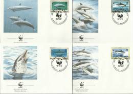 TOP!! MONTSERRAT * DELPHINE * WWF 1990 AUF 4 ERSTTAGSBRIEFEN **!! - Delfines