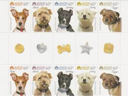 Australia 2010 Dogs Adopted & Adored Gutter Strip MNH - Hojas, Bloques & Múltiples