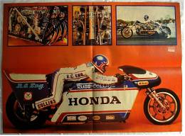 Motorrad Poster :  Honda  -  Rückseite : Band Status Quo  -  Ca. 1982 Aus Der Pop-Rocky - Motor Bikes