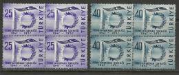 Turkey; 1957 10th Year Of Turkish-American Collaboration (Block Of 4) - Unused Stamps