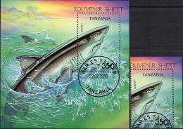 Meerestiere 1993 Tanzania 1590+ Block 225 O 5€ WWF Hexanchus Hai Im Meer Hoja Blocchi Blocs More Fauna Sheet Bf Tanzanie - Delfines