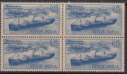 India 1965 Block Of 4, National  Maritime Day, Ship, Freighter, Militaria - Blokken & Velletjes