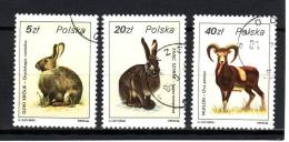 Pologne YV 2829; 2833/4 O 1966 Lapin Lièvre Mouflon - Hasen