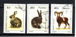 Pologne YV 2829; 2833/4 O 1966 Lapin Lièvre Mouflon - Lapins