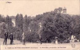 CPA BELLE FRANCE PARIS 19 Arrondissement BUTTES CHAUMONT Le Belvèdère Perspective Du Pont Fatal Avion Animée 1917 - Arrondissement: 19