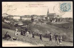 CPA ANCIENNE- FRANCE- LAFRANCAISE (82)- VUE GENERALE AVEC BELLE ANIMATION GROS PLAN- PAYSANS ET PROMENEURS- - Lafrancaise