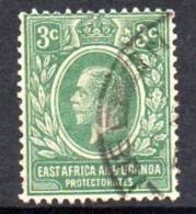 East Africa & Uganda 1921 GV Wmk. Script CA 3c. Green, Fine Used (A) - Protectorats D'Afrique Orientale Et D'Ouganda