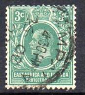 East Africa & Uganda 1921 GV Wmk. Script CA 3c. Blue-green, Fine Used (A) - Protectorats D'Afrique Orientale Et D'Ouganda