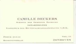 ZONHOVEN-CAMILLE DECKERS-SCHEPEN-NOTARISKL ERK-INSPECTEUR SPAARKAS-BERKENENSTRAAT-Z ONHOVEN - Visiting Cards