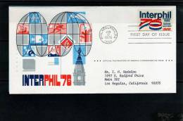 U.S.A: 1976 Belle Fdc "exposition Philatélique Interphil 75"  Cachet Philadelphie Avec Feuillet Descriptif - Cartas & Documentos